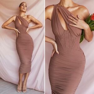 NEW House of CB Valentina Dress Chocolate Mocha XS with Plus Cup
